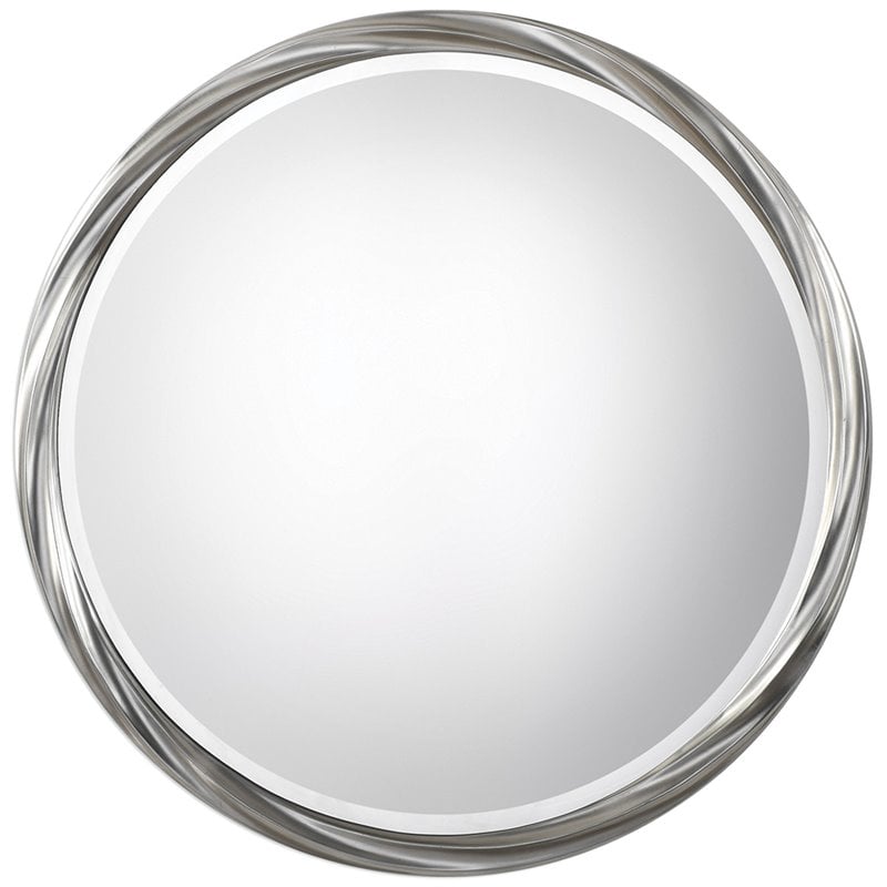 Bowery Hill Modern Decorative Glass Mirror in Silver Leaf Finish
