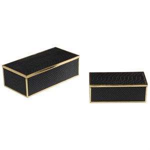 bowery hill contemporary 2 piece box set in black and gold