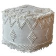 Bowery Hill Modern Hand Woven Wool and Cotton Pouf in Ivory