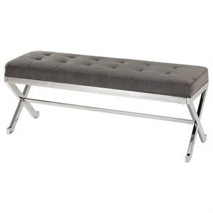 bowery hill contemporary tufted bench in gray