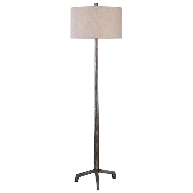 Bowery Hill Contemporary Floor Lamp in Gray and Light Beige