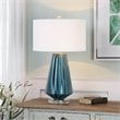Bowery Hill Contemporary Glass Table Lamp in Teal and White