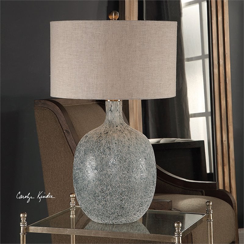 Bowery Hill Contemporary Glass Table Lamp in Blue and Green