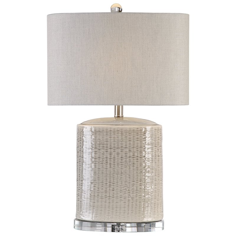 Bowery Hill Contemporary Table Lamp in Taupe and Beige