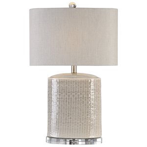 Bowery Hill Contemporary Table Lamp in Taupe and Beige