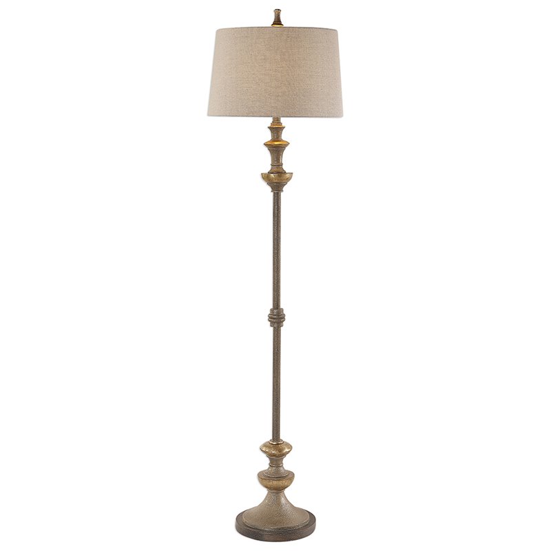 Bowery Hill Contemporary Floor Lamp in Silver and Bronze