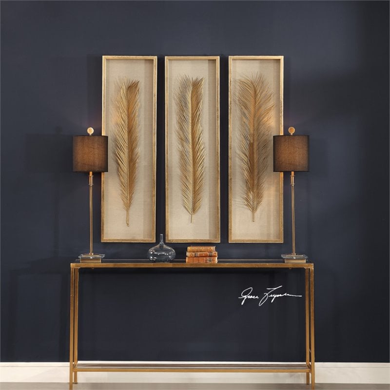Bowery Hill Contemporary Shadow Box in Gold (Set of 3)