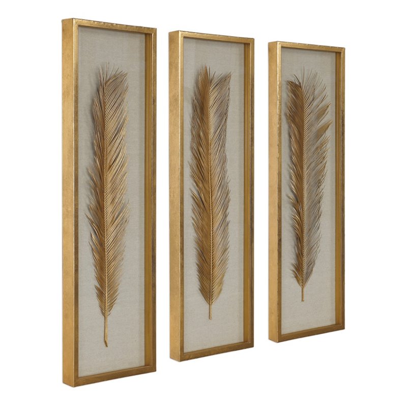Bowery Hill Contemporary Shadow Box in Gold (Set of 3)