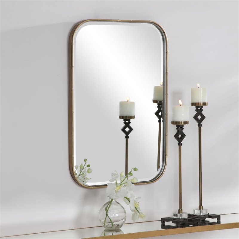 Bowery Hill Contemporary Vanity Mirror in Antique Gold