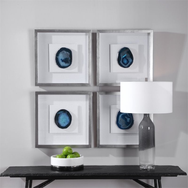 Bowery Hill Contemporary Stone Shadow Box in Blue Agate