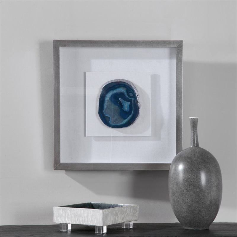 Bowery Hill Contemporary Stone Shadow Box in Blue Agate