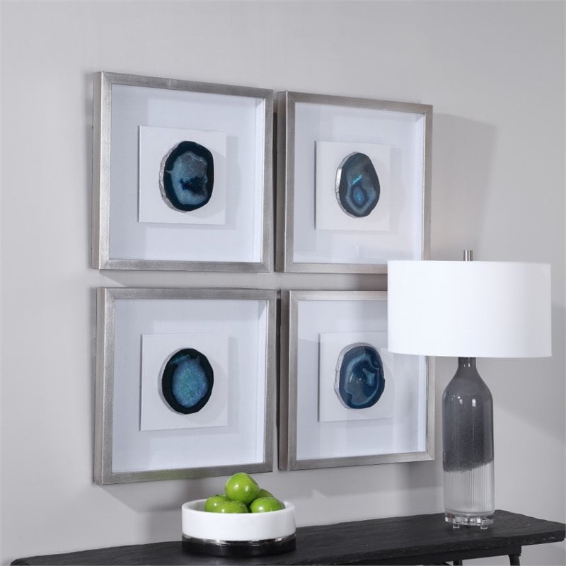 Bowery Hill Contemporary Stone Shadow Box in Blue Agate