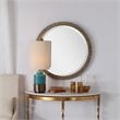 Bowery Hill Contemporary Round Mirror in Metallic Gold