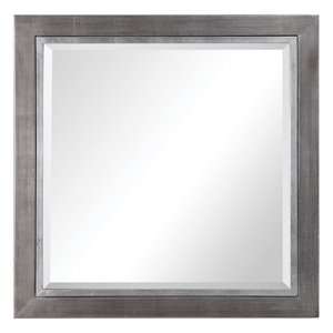 bowery hill contemporary square mirror in tarnished silver