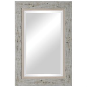bowery hill contemporary rustic wood mirror in light gray