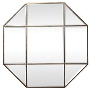 bowery hill contemporary octagon mirror in antique brass