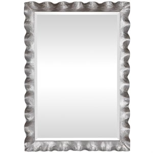 bowery hill contemporary vanity mirror in silver leaf