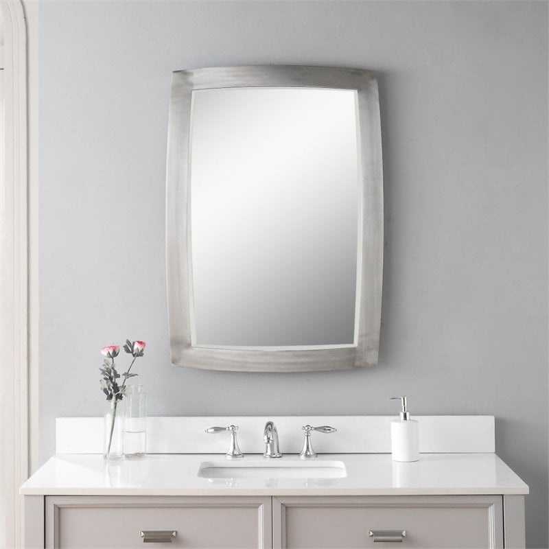 Bowery Hill Contemporary Mirror in Brushed Nickel
