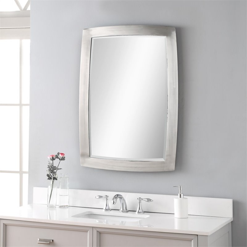 Bowery Hill Contemporary Mirror in Brushed Nickel