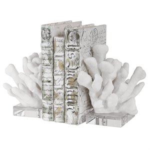 bowery hill contemporary bookend in white (set of 2)