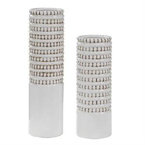 Bowery Hill Contemporary Vase in White (Set of 2)