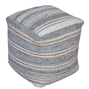 bowery hill contemporary handwoven pouf in light gray