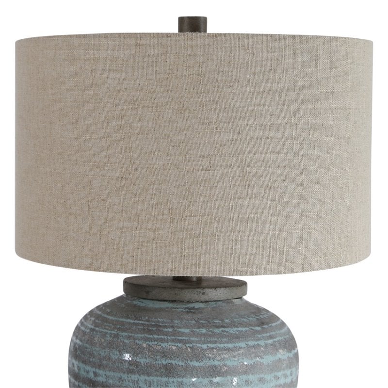Bowery Hill Contemporary Light Table Lamp in Aqua Blue