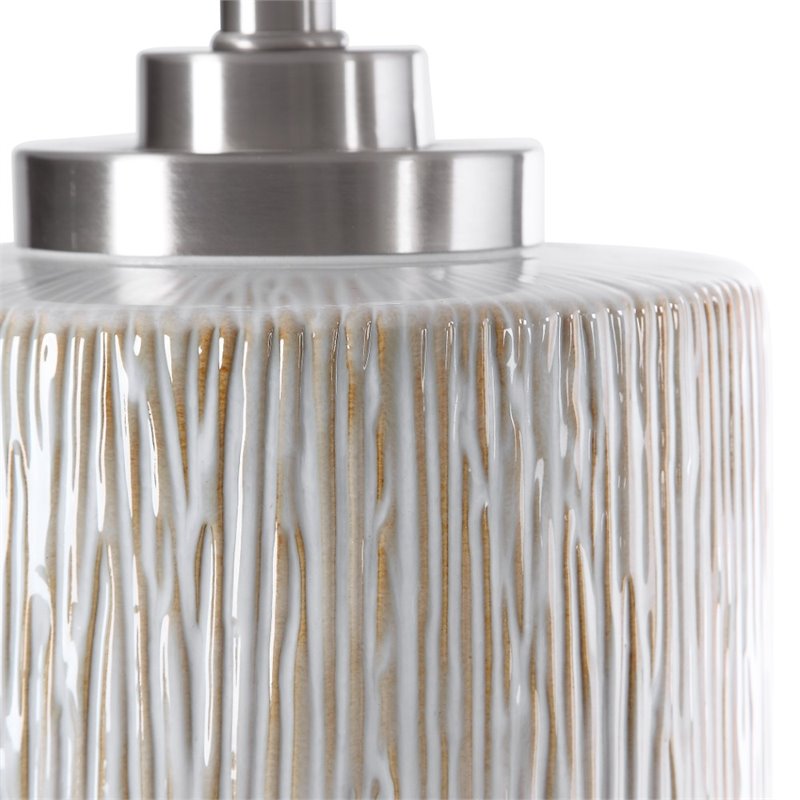 Bowery Hill Contemporary Cylinder Table Lamp in Aged White