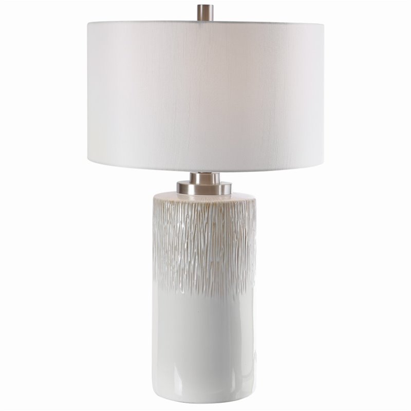 Bowery Hill Contemporary Cylinder Table Lamp in Aged White