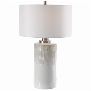 Bowery Hill Contemporary Cylinder Table Lamp in Aged White