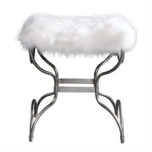 bowery hill contemporary small fur bench in white