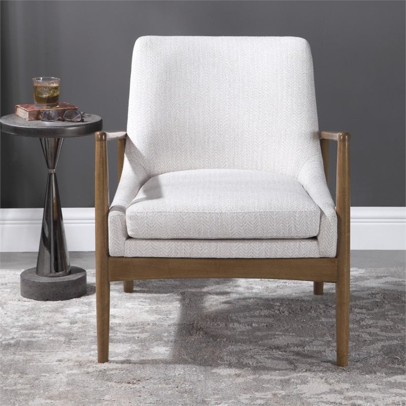 Bowery Hill Contemporary Wood Accent Chair in White