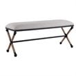 Bowery Hill Contemporary Upholstered Iron Bench in Oatmeal