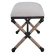 Bowery Hill Contemporary Upholstered Iron Bench in Oatmeal