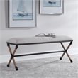 Bowery Hill Contemporary Upholstered Iron Bench in Oatmeal