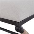 Bowery Hill Contemporary Upholstered Iron Bench in Oatmeal