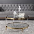 Bowery Hill Contemporary Glass Coffee Table in Gold