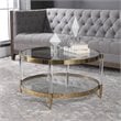 Bowery Hill Contemporary Glass Coffee Table in Gold