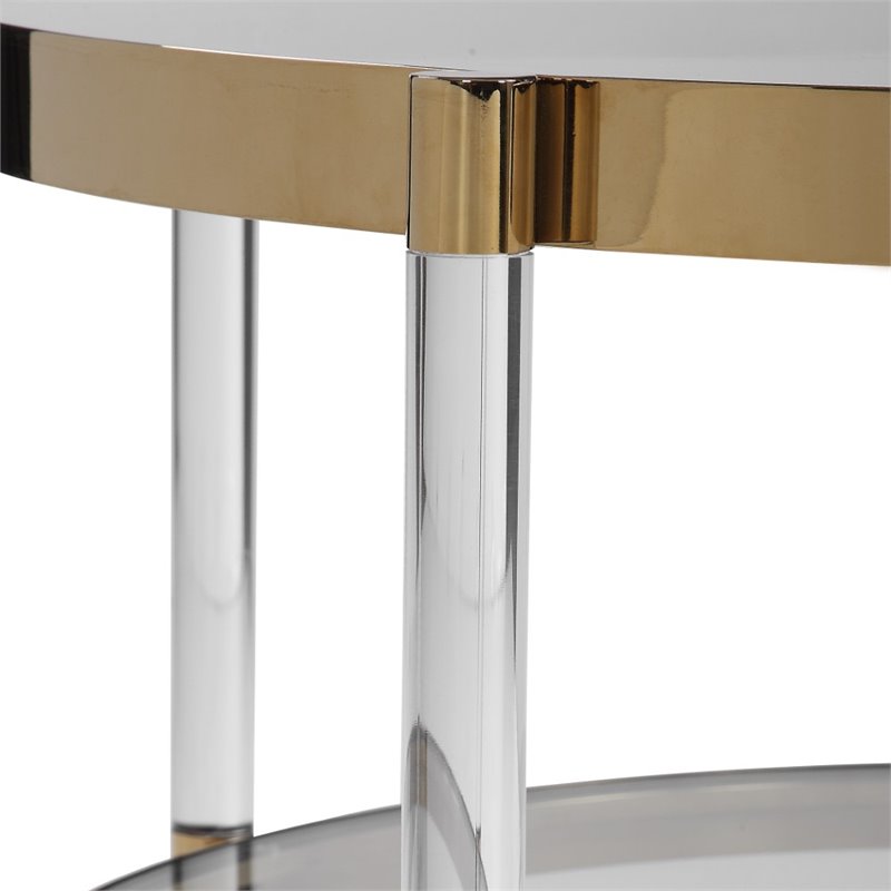 Bowery Hill Contemporary Glass Coffee Table in Gold