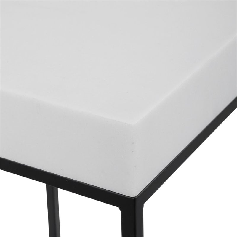 Bowery Hill Contemporary Marble End Table in Aged Black