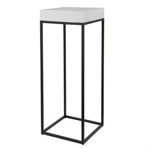 Bowery Hill Contemporary Marble End Table in Aged Black