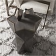 Bowery Hill Transitional MDF Wood/PU Accent Table in Gray/Gold