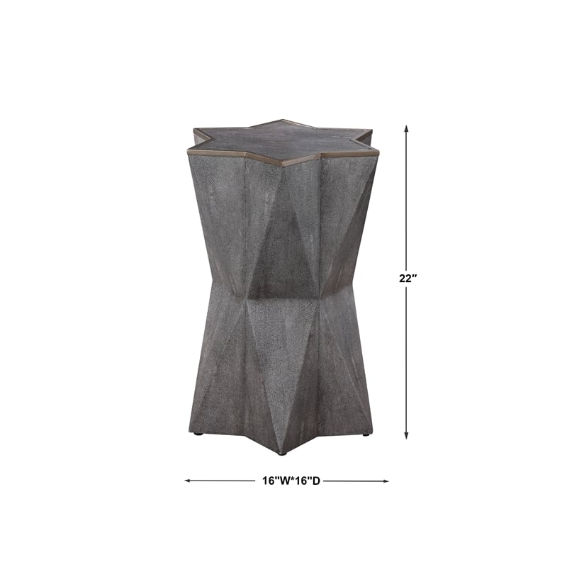 Bowery Hill Transitional MDF Wood/PU Accent Table in Gray/Gold