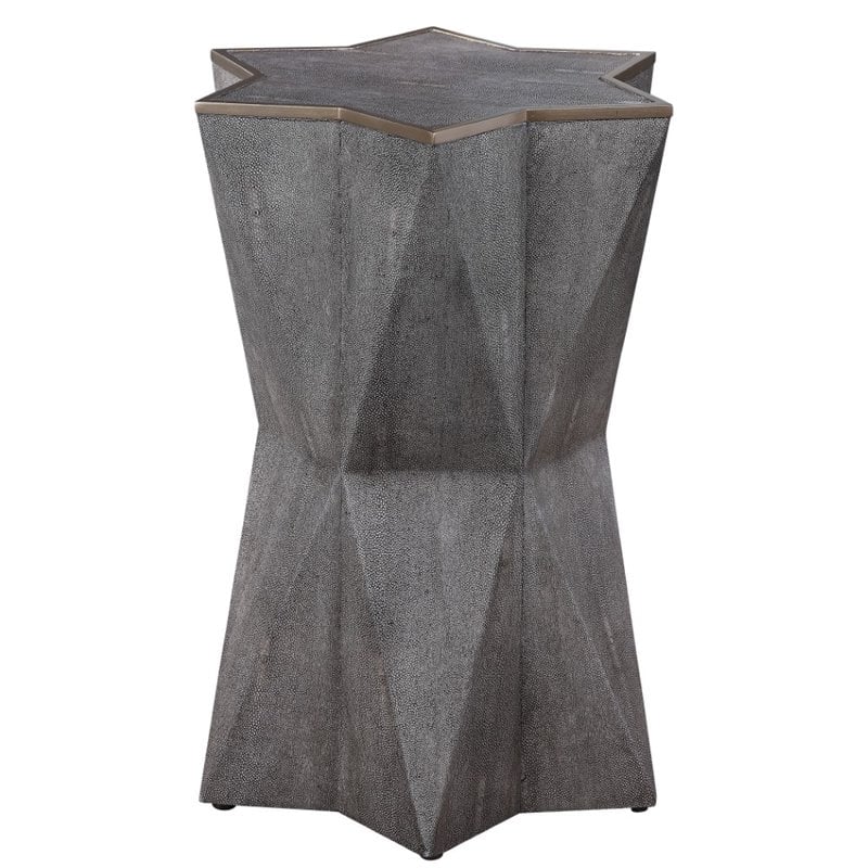 Bowery Hill Transitional MDF Wood/PU Accent Table in Gray/Gold
