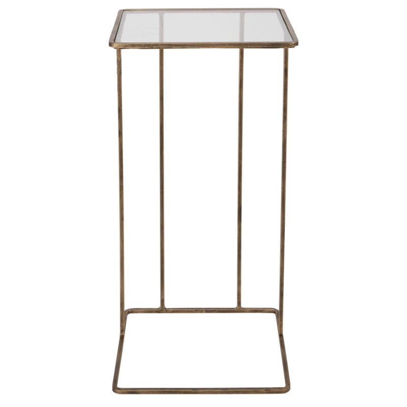 Bowery Hill Contemporary Side Table in Antique Gold