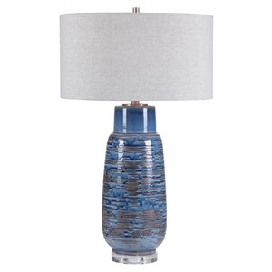 bowery hill contemporary table lamp in aged indigo