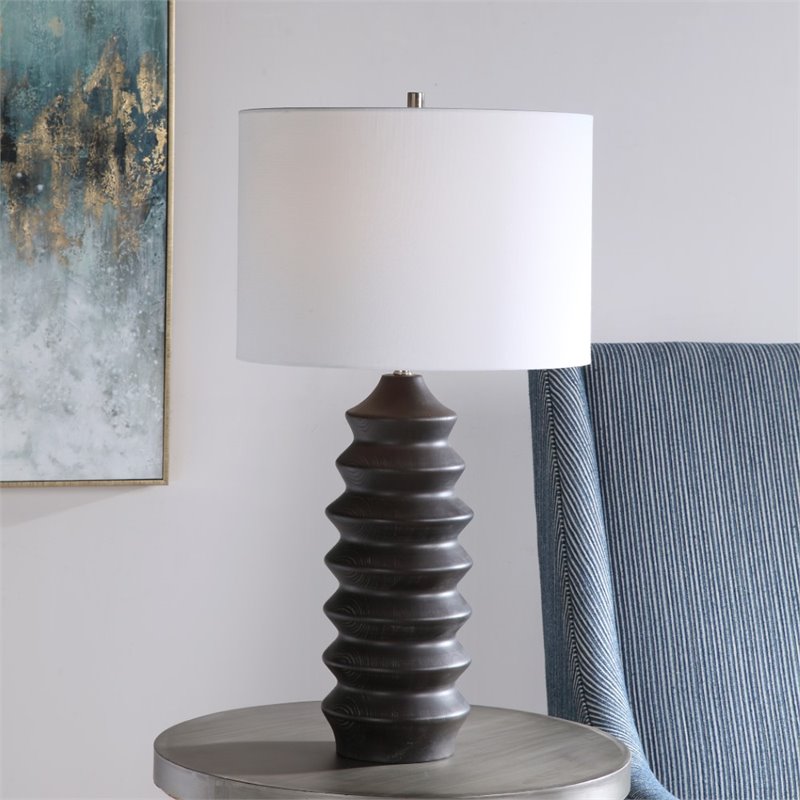 Bowery Hill Contemporary Modern Table Lamp in Rustic Black