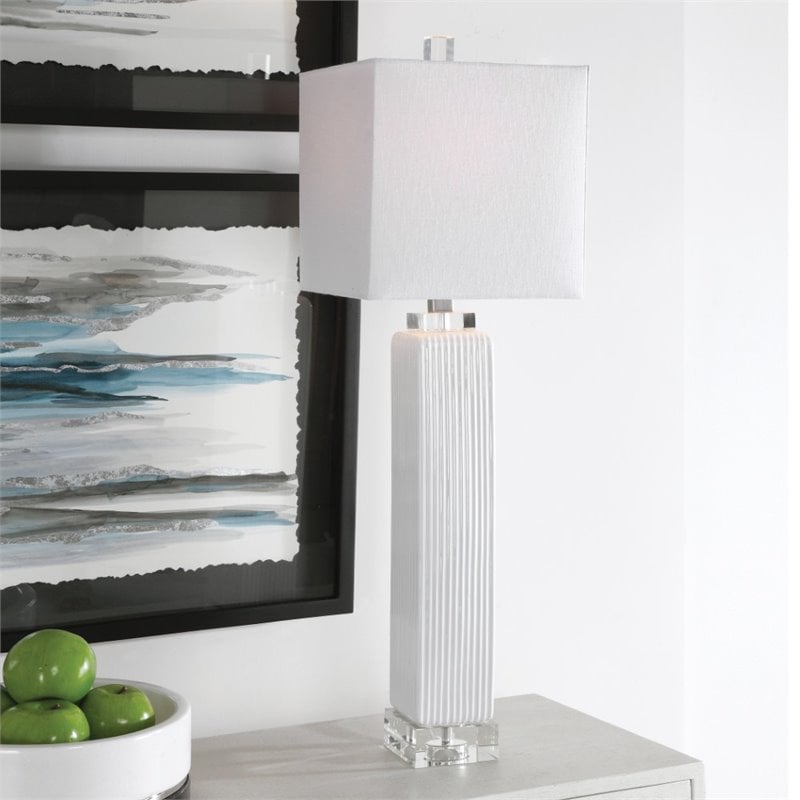 Bowery Hill Contemporary Buffet Lamp in Gloss White