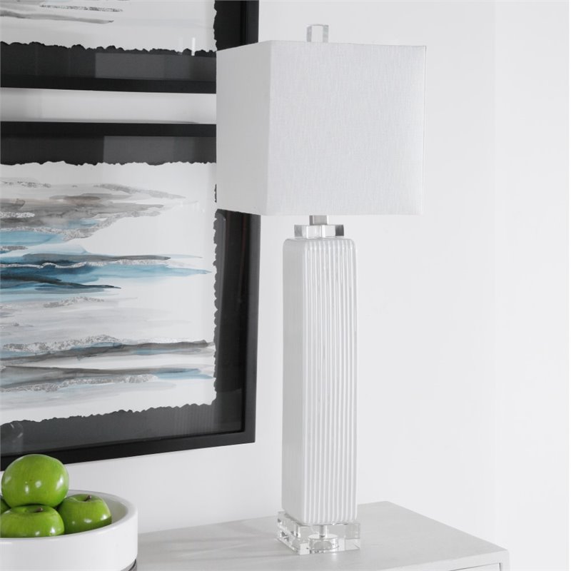 Bowery Hill Contemporary Buffet Lamp in Gloss White