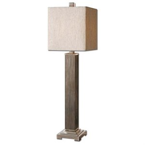 bowery hill modern wood buffet lamp  with plated brushed nickel